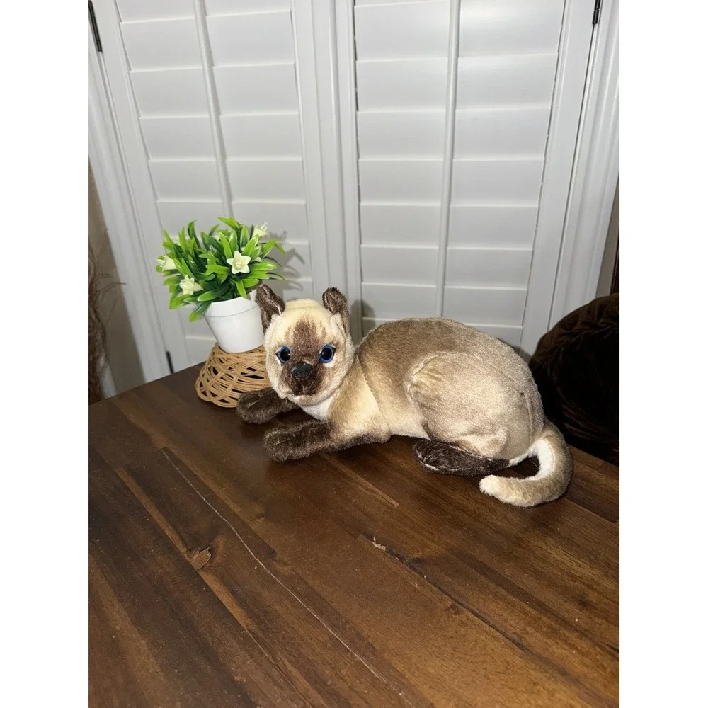 Siamese Cat Realistic Plush Stuffed Animal Doll Soft Toy